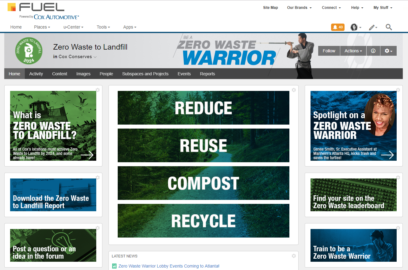 Cox Automotive Zero Waste Intranet Site